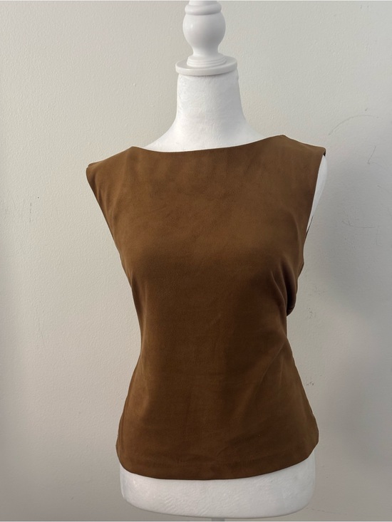 Banana Republic Tops - Banana Republic Sleeveless Boatneck Tank in Rich Brown Faux Suede